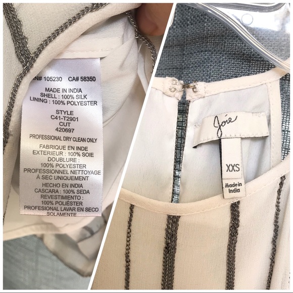 Joie zelpha white silk thin silver chain rows stripes racerback tank top blouse - Picture 8 of 8